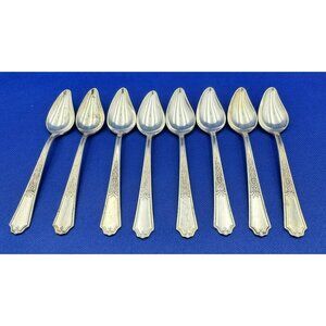Set of 8 Rogers Bros 1847 Ancestral Fruit Orange Dessert Spoons Silver Plated 6"